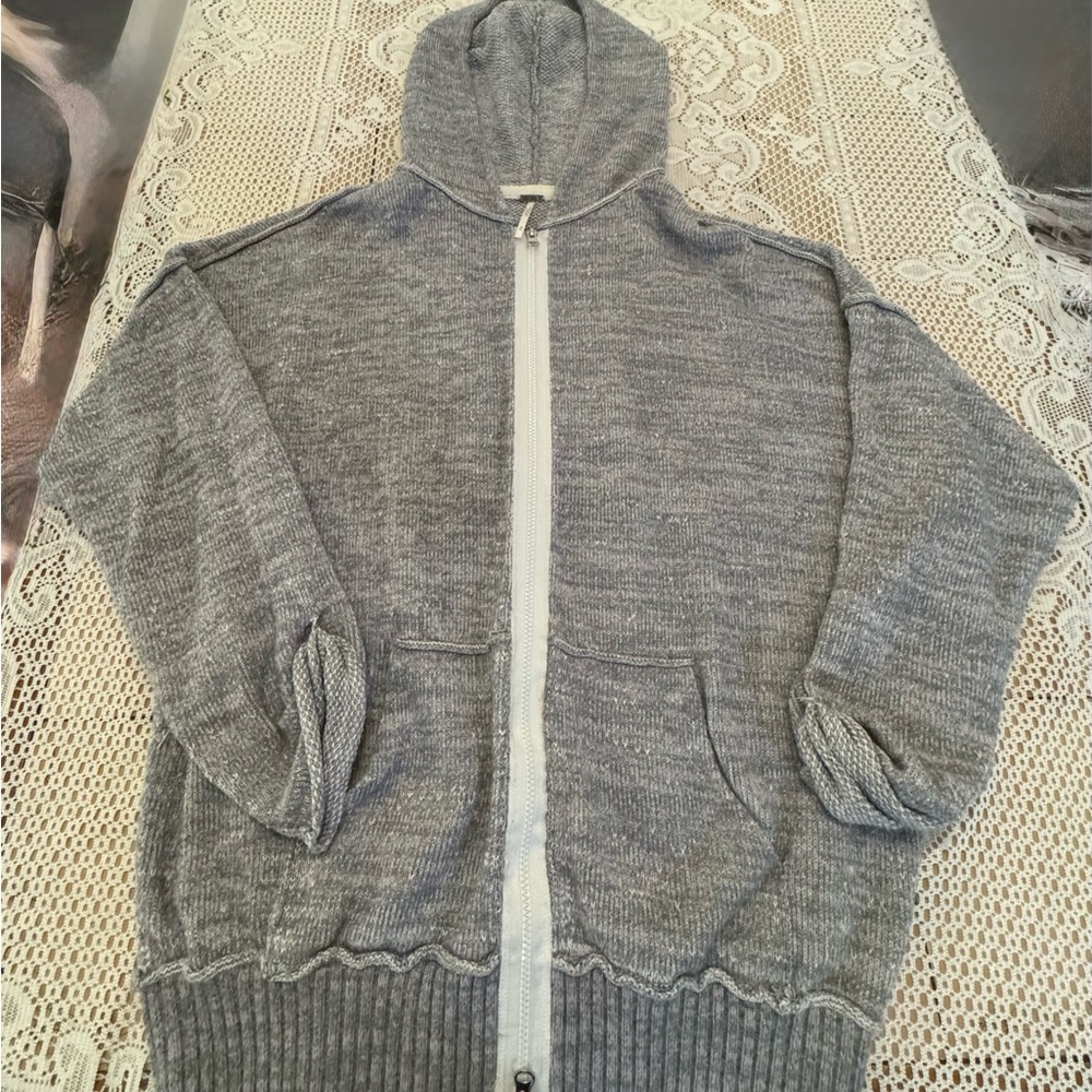 Free People Heather Gray Hooded Sweater